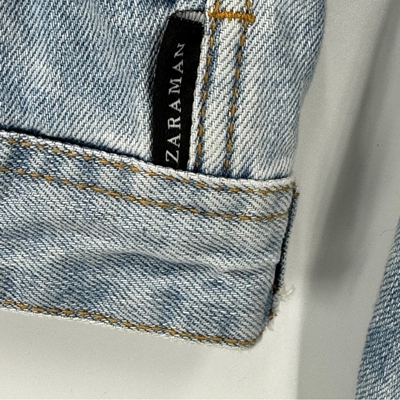 Zara Man Denim Collection Distressed Ripped Denim Jacket Open Holes - Picture 4 of 9